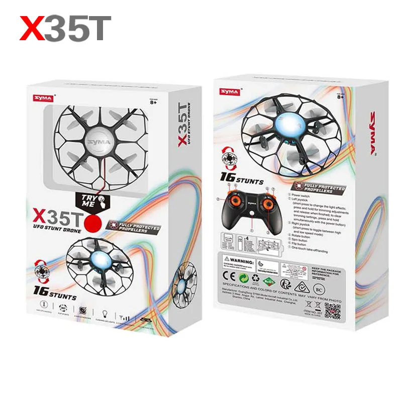 Syma X35T RC Drone 2.4Ghz 4CH Colorful LED Lights Drone with Altitude Hold One Key Off/Land/ Stunt Flips Headless Gift Toys