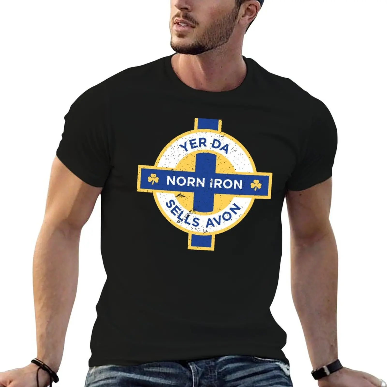 Camiseta masculina Northern Ireland Norn Iron Yer Da Sells Avon, camiseta masculina de algodão 100%
