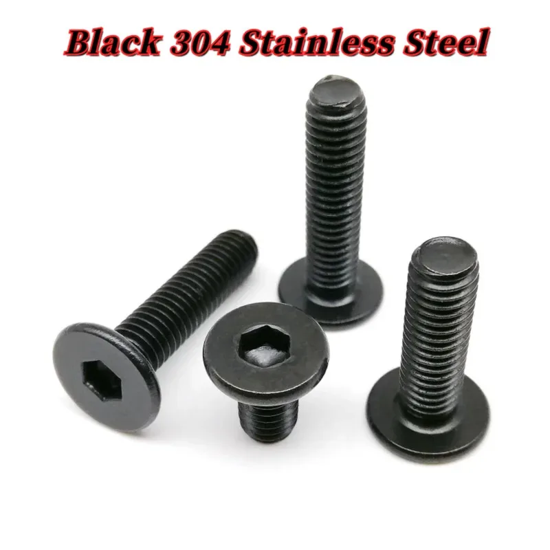 Black 304 Stainless Ultra Thin Wafer Head Screw for Countersunk Flush Surface Installation and Space Saving Applications