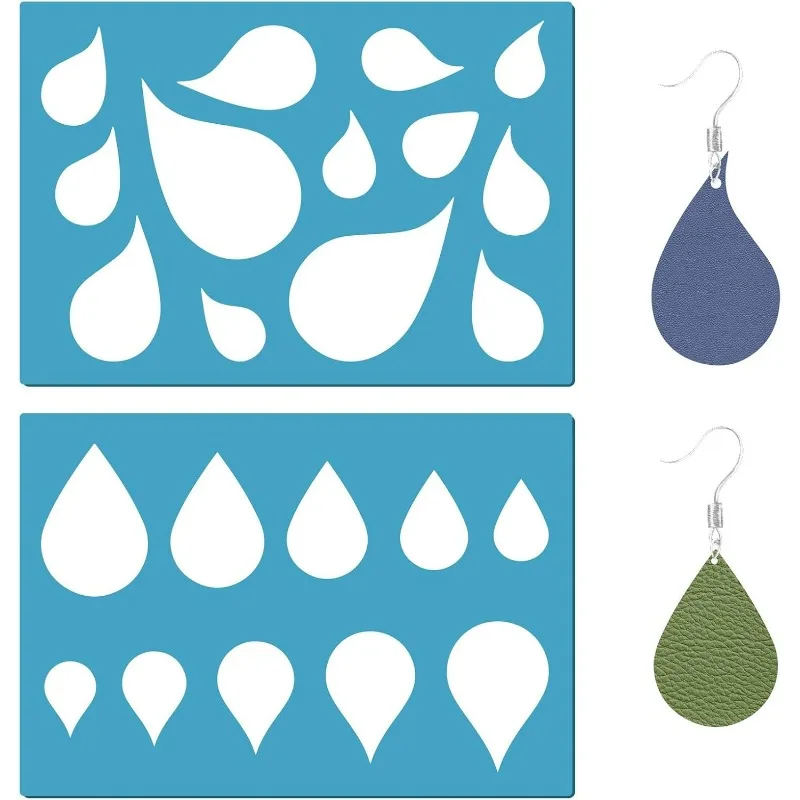 

2 Styles Jewelry Shape Template Reusable Leather Earrings Making Plastic Teardrops Cutouts Cutting Stencil Lapidary Templates