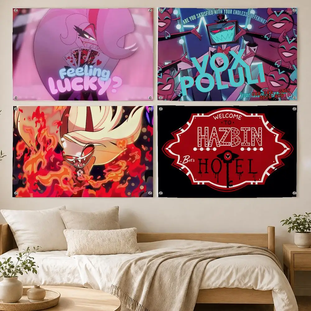 Hazbin Hotel Adult Animation Flags Room Bedroom Home Outdoor Wall Hanging Concert Printed Background Decoration Art Banne