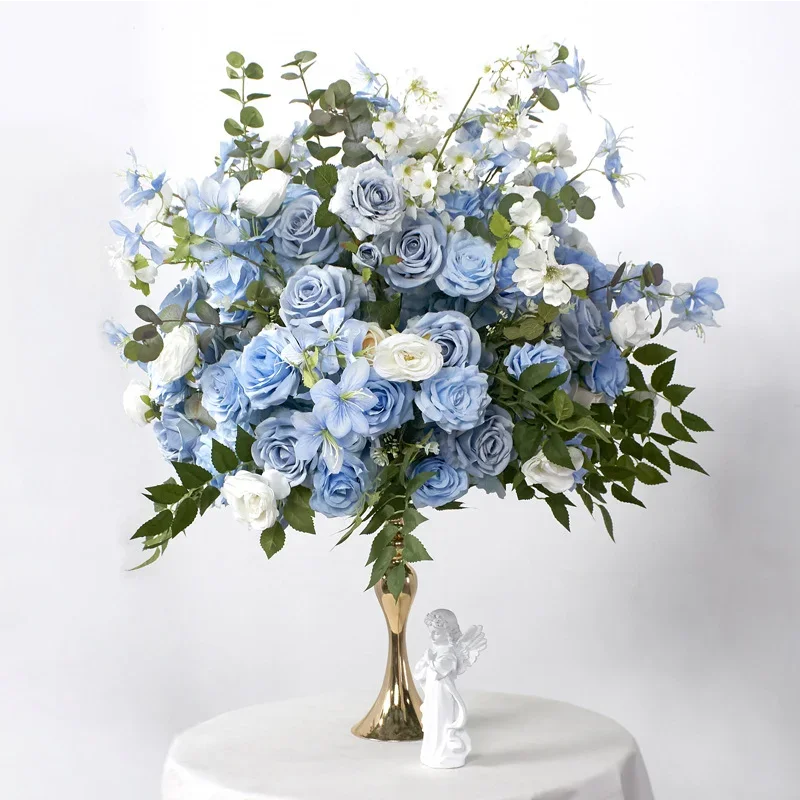 60Cm blue green plant flower ball wedding table decoration center flower stage background display simulation flower