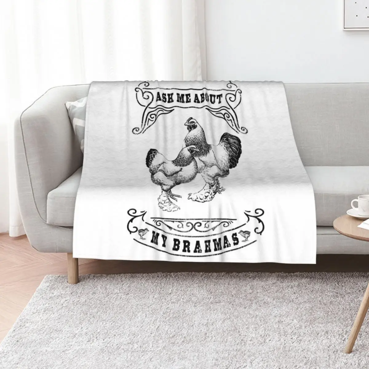 Ask Me About My Brahmas Chicken Illustration Throw Blanket Multi Use Warm Blanket for Living Room Bedroom
