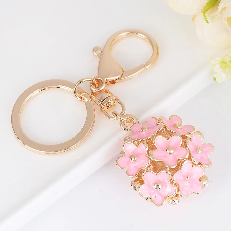 Enamel Craft Flower Keychain Elegant Lady Backpack Pendant Flower Cluster Shape Keyring Y2K Girl Accessory
