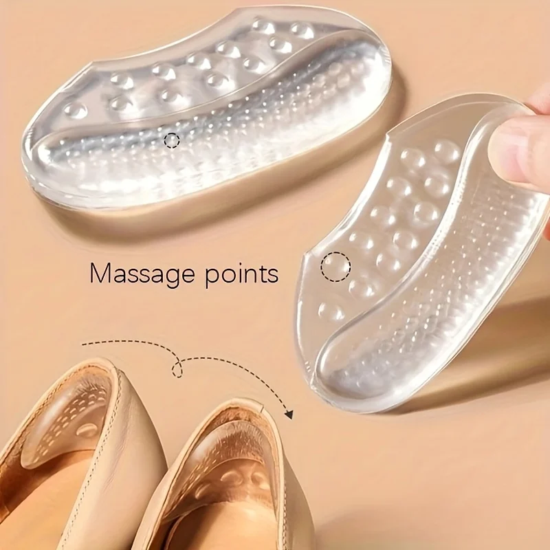 6Pcs Ultra Soft Gel Heel Grips Anti Slip Anti Blister High Heel Inserts with Massage Points Shoe Size Reducer