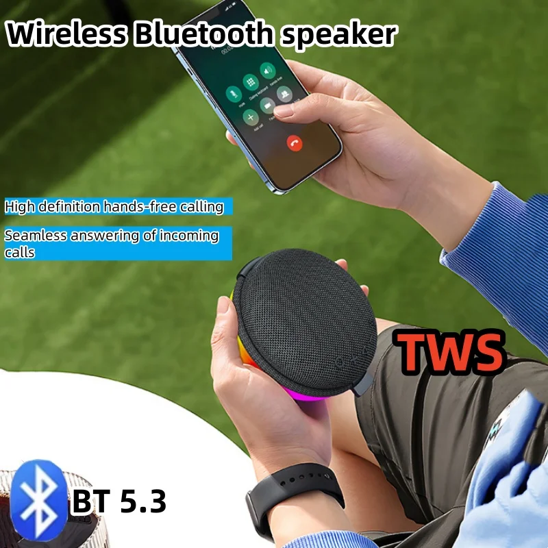 

Portable Mini Outdoor Bluetooth Speaker Colorful Ambient Light TWS Stereo Soundbar Subwoofer Wireless Handfree Call Music Player