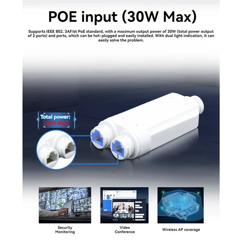 3X Waterproof POE Repeater Extender IP66 10/100Mbps 500M Extension 48V Outdoor For POE Switch Camera-Y18A