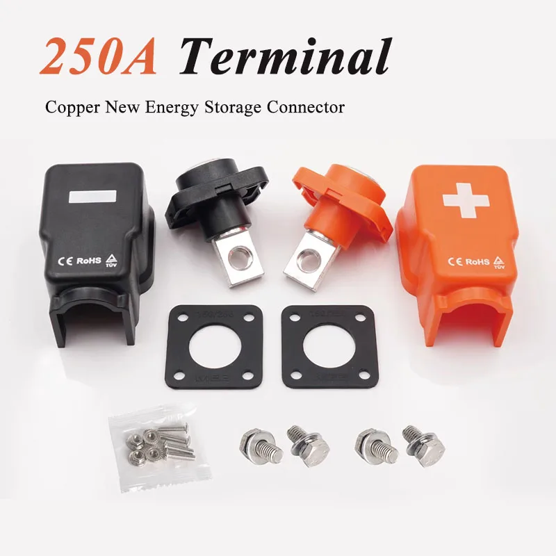 

250A Square New Energy Storage Connector Lithium Battery Copper Terminal Block Plug Through Wall High Current Terminal Post