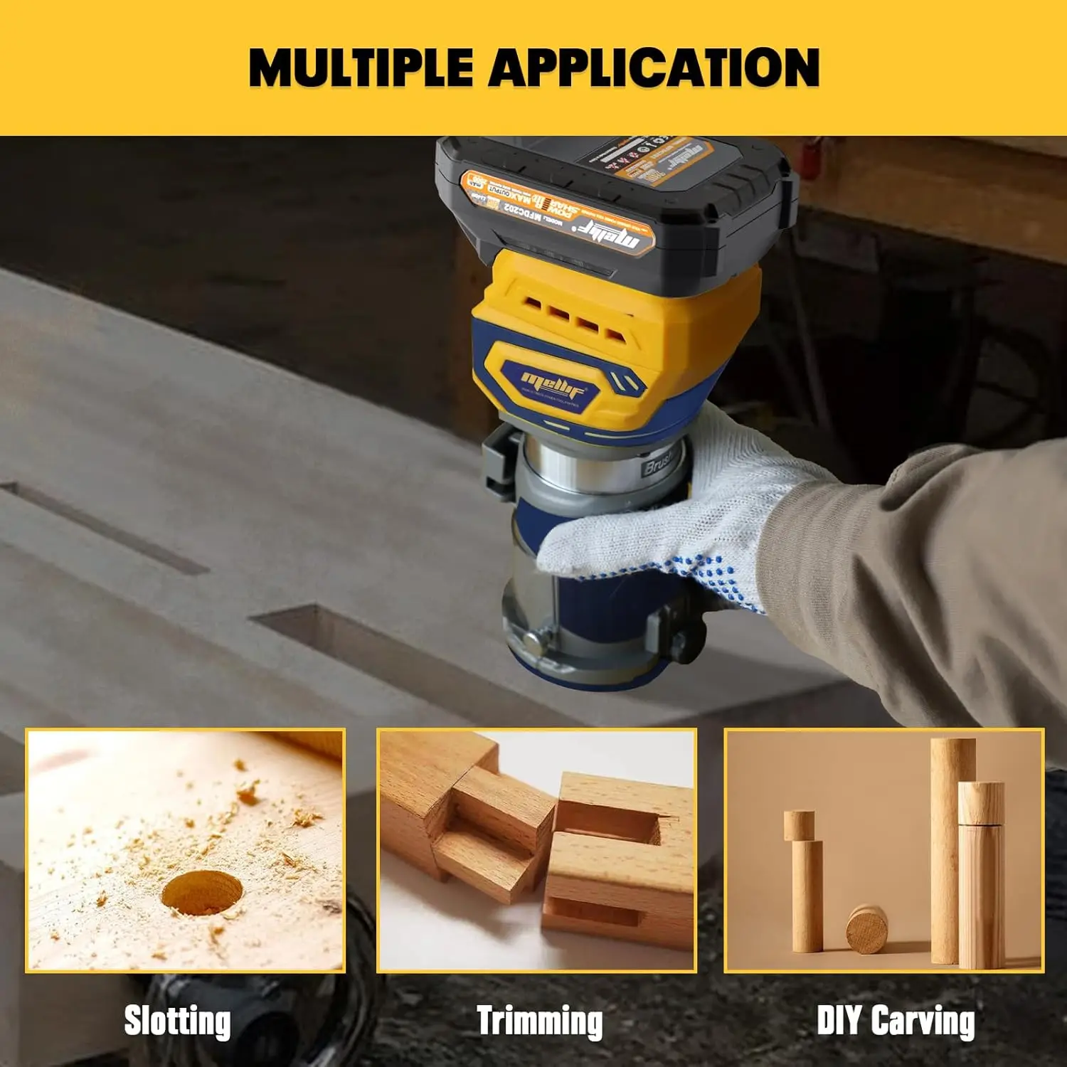 Roteador compacto sem fio, compatível com bateria DeWalt 18V 20V MAX (somente ferramenta)