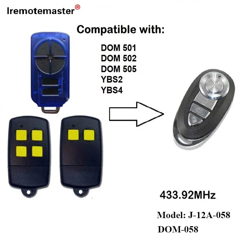 

For Dominator DOM501 DOM502 DOM505 YBS2 YBS4 433.92MHz Garage Gate Door Opener