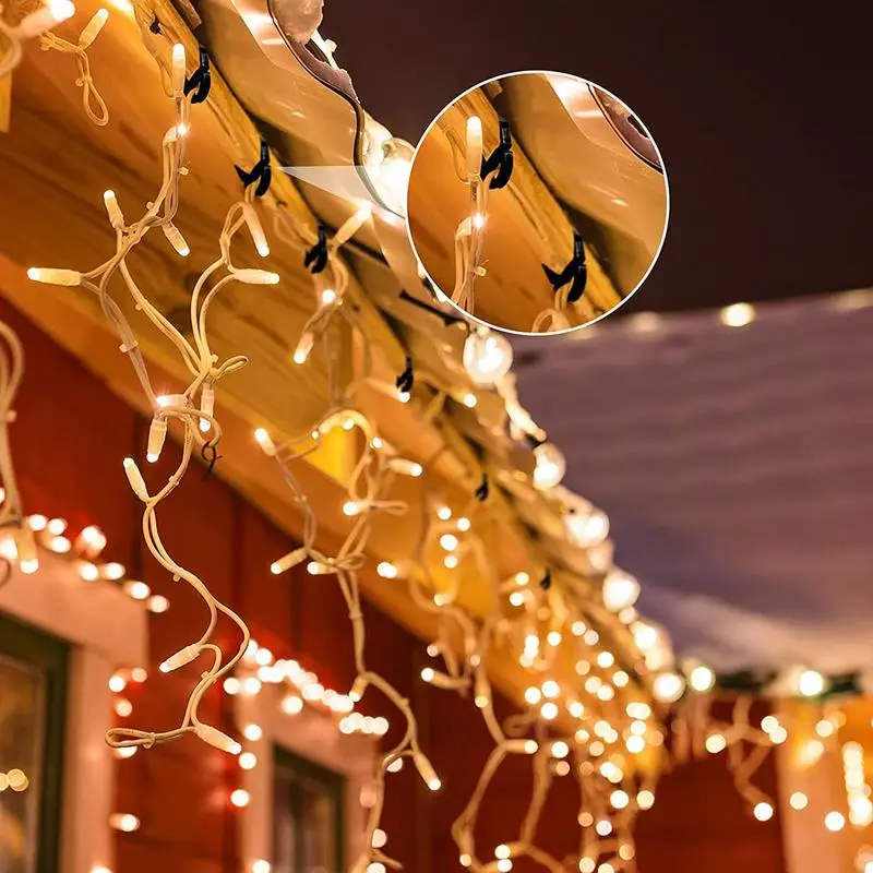 100 шт., зажимы для рождественских светильников, уличные атмосферостойкие рождественские вешалки для желобов, S-образные световые крючки для рождественских праздников