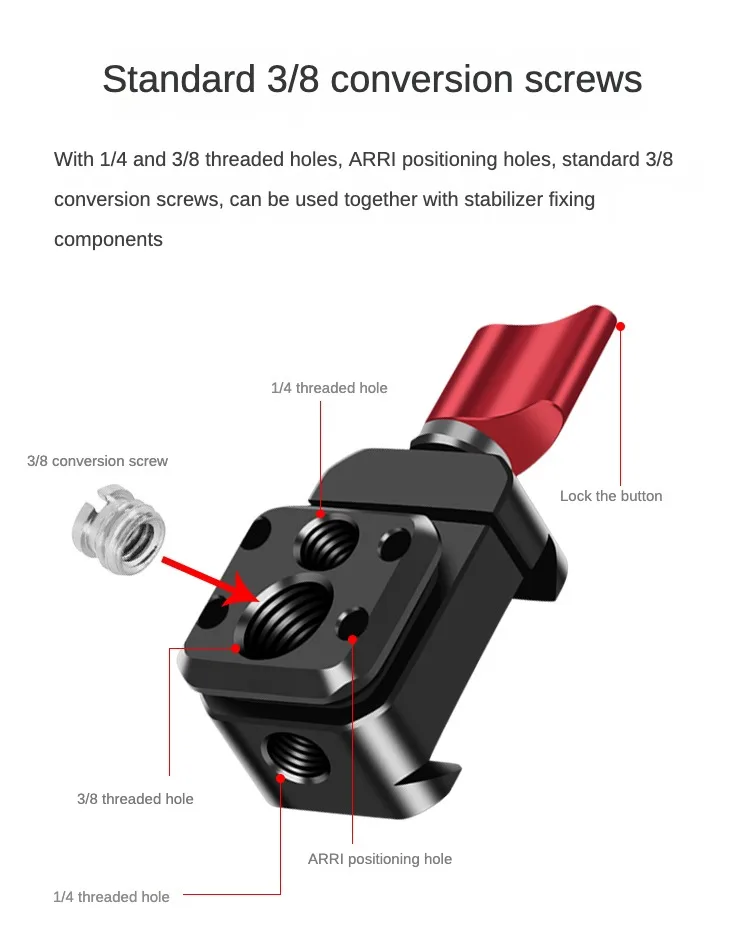 NATO-Schienenklemme, Schnellspanner, NATO-Schloss-Klemme mit 1/4 Zoll 3/8 Montagelöchern für DIY Magic Arm Rig für die Unterstützung des Kaltschuhmonitors – Detail 7