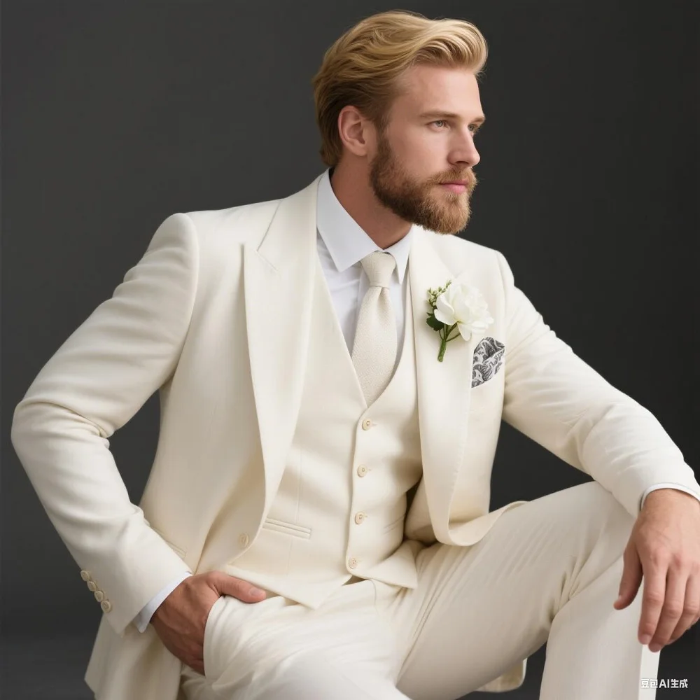 

Wedding Light Pink Men's Suit 3 Pieces Formal Business Notch Lapel Blazer Tuxedos Slim Fit Groomsmen Suit Set