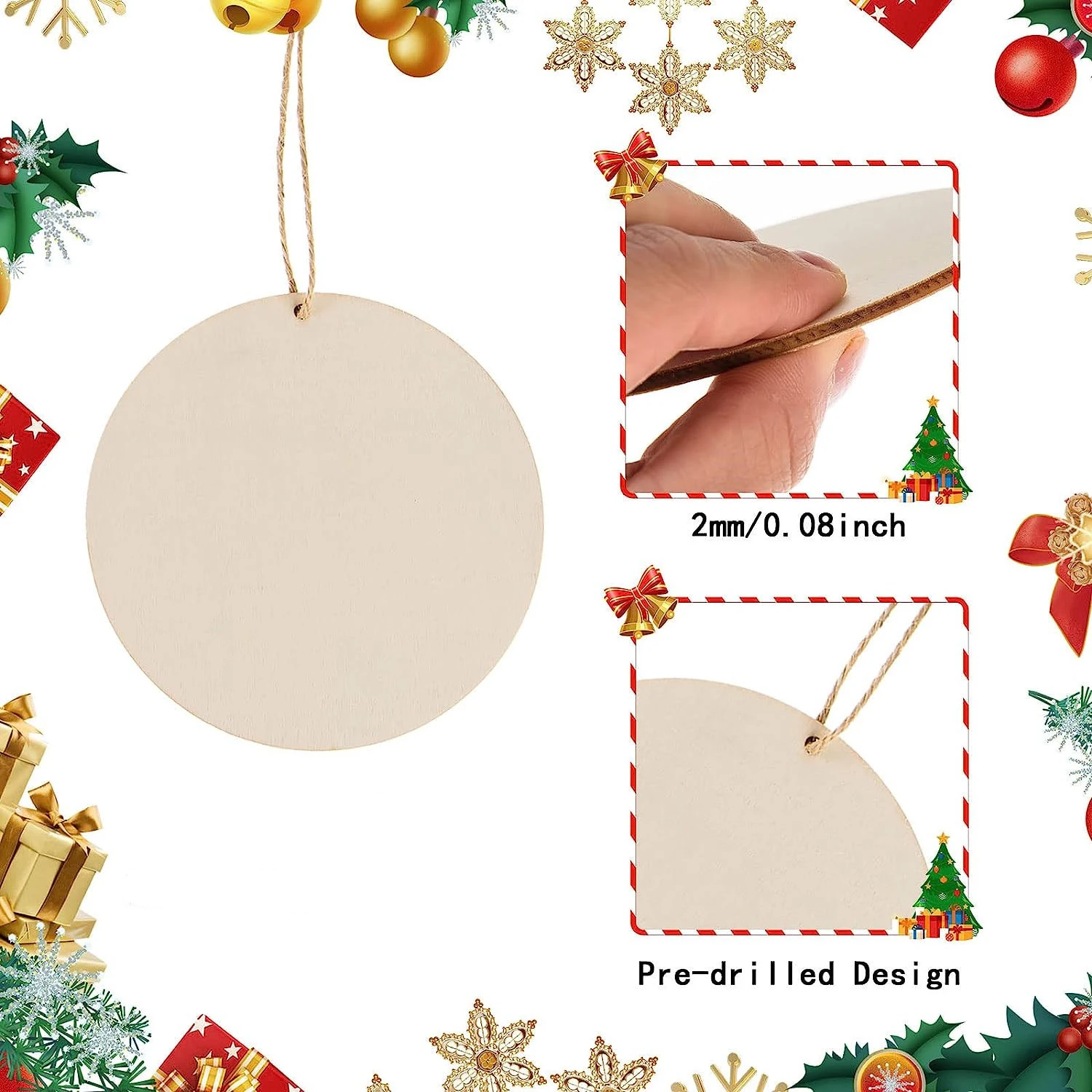 Customized Personalized Wooden Decorative Tags - Communion and Baptism Tags - Christmas Tags - Gift Packaging Tags with Customizable Text - Suitable for Brand Tags, Small Business Products, Personalized Product Packagi