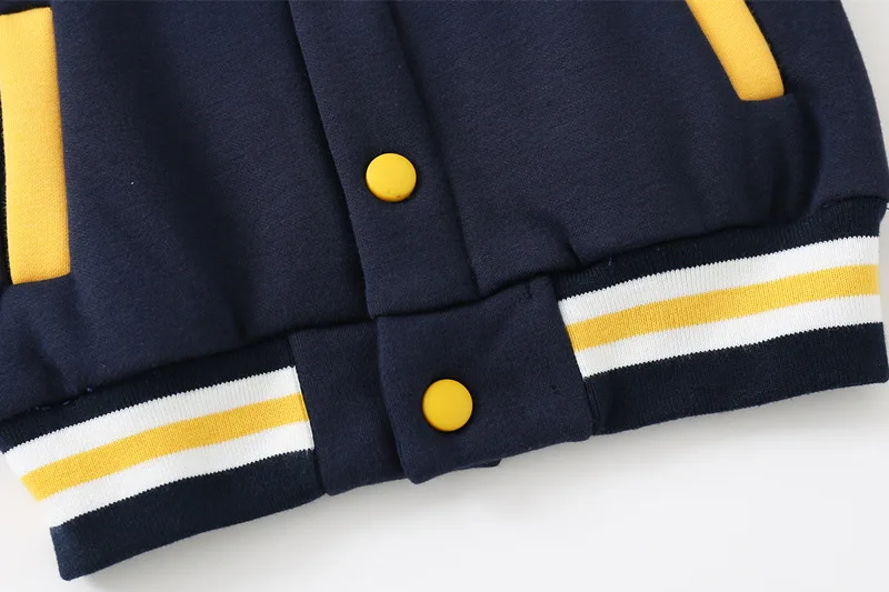 Boys Baseball Uniform Outwear Autumn Winter Casual Thicking Letter Print Cotton Coats V-Neck Children Outfits For Boys 2-8Y