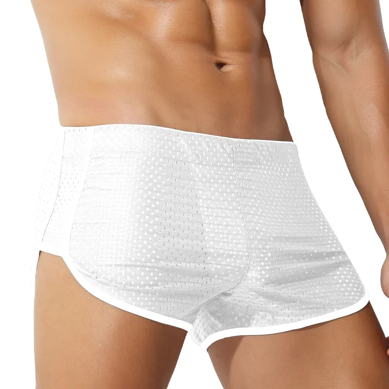 قطعتان من سراويل Arro الرجالية، سراويل داخلية من الحرير الجليدي، صيف الأولاد، سراويل قصيرة بأربعة زوايا للمراهقين مع شقوق فضفاضة، فردية