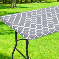 Kitinjoy Rectangle Tablecloth Waterproof Elastic Fitted Table Cover For 4 Foot Table Wipeable Table Cloth Camping Indoor Outdoor