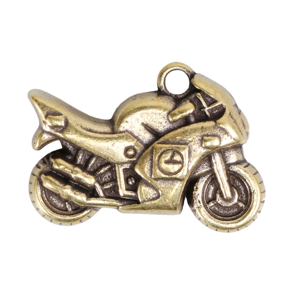 Golden Motorcycle Pendant Keychain Charms Unique Design Hanging Decor for Necklace Sweater Chain DIY Jewelry Accessories