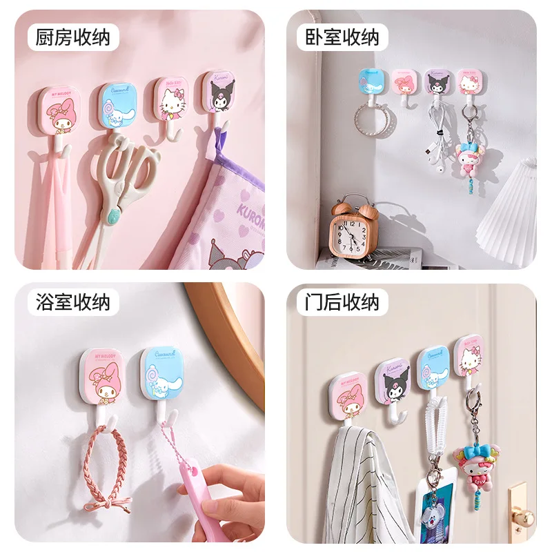 سانريو مرحبا كيتي هوك لا حاجة لكمة ثقوب شريط لاصق قوي لطيف المطبخ غرفة نوم استئجار منزل Traceless لاصق هوك