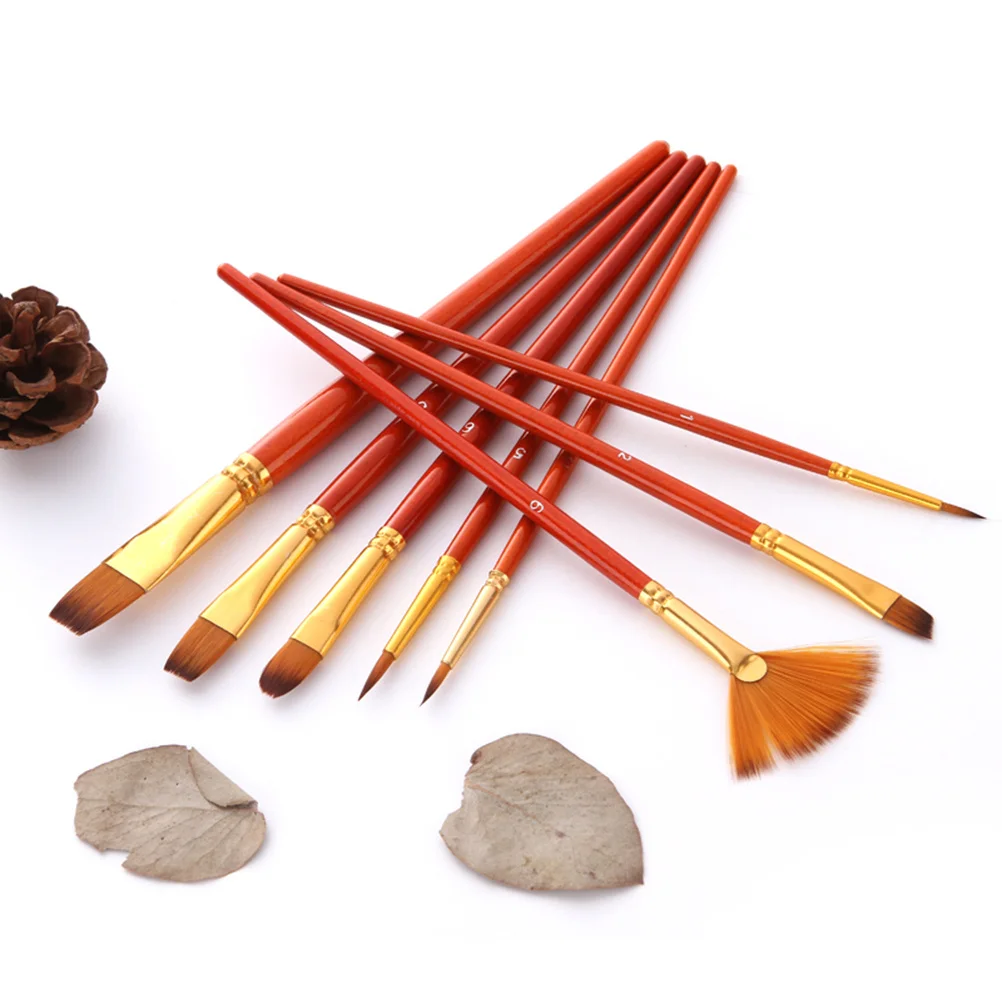 

10Pcs Nylon Paintbrush Set Wood Handle Different Sizes for Acrylic Oil Watercolor Face Body Painting Professional Use