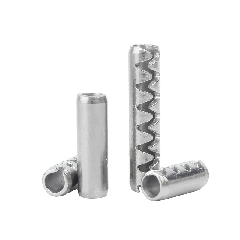 10~30Pcs Toothed Open Elastic Cylindrical Pins 304 Stainless Steel Serrated Elastic Pin M2 M2.5 M3 M4 M5 M6 Length 5mm~50mm