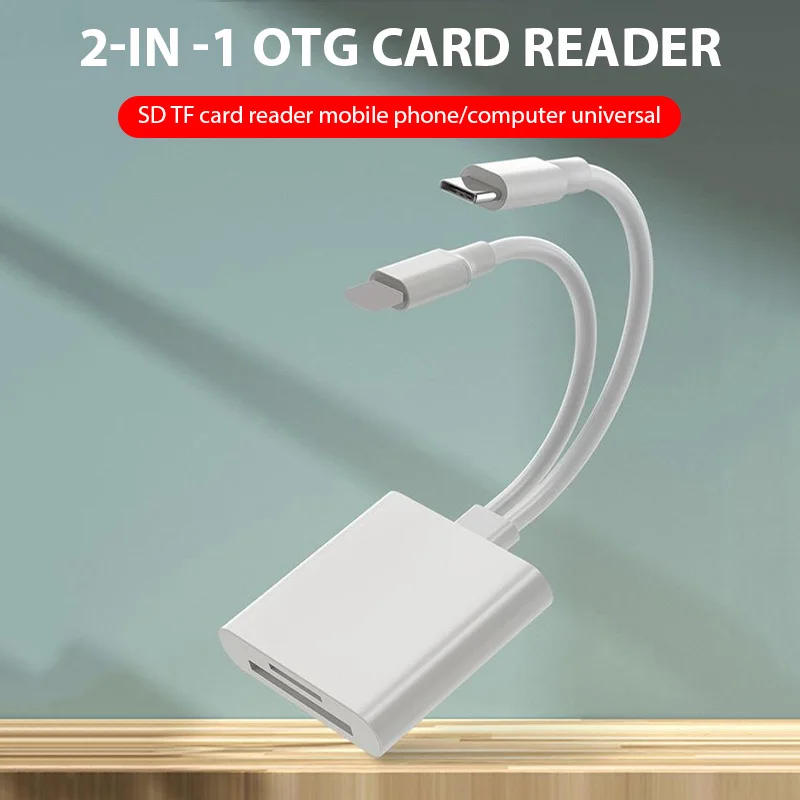 2 In 1 OTG Card Reader Type C/Lightning to SD TF Memory Card Adapter For PC Laptop iPhone Camera Multi High-speed Cardreader