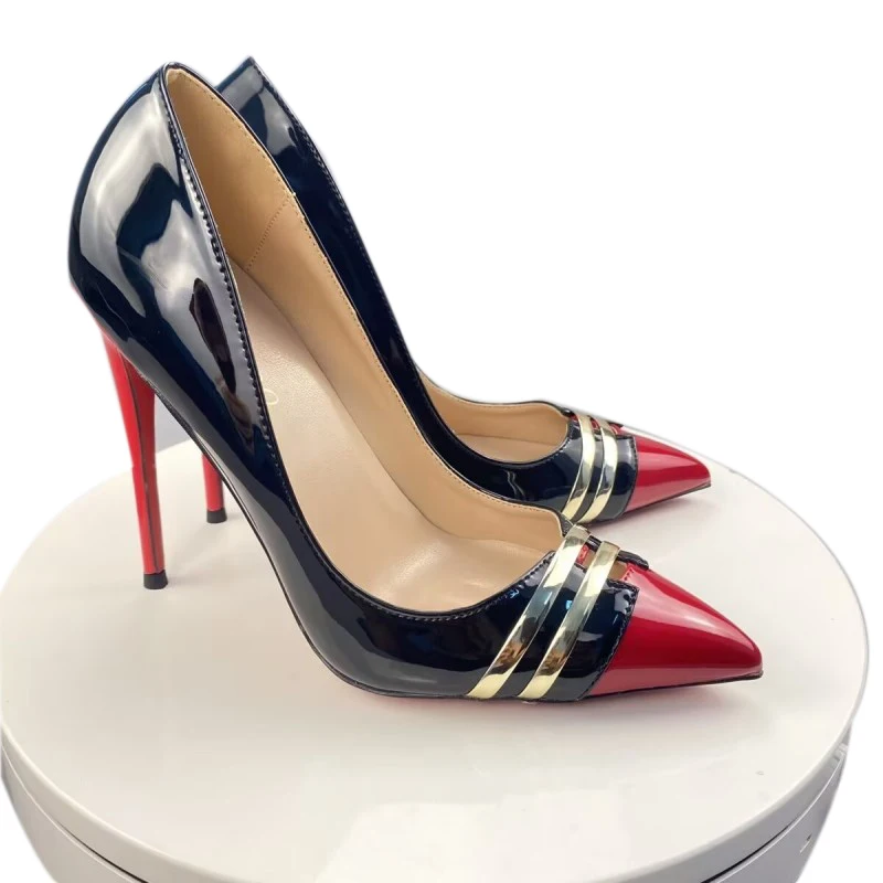 

SHOFOO Fashionable women's high heels. Multi colored patent leather pointed shoes. About 12cm heel height. Stiletto heels. 34-46