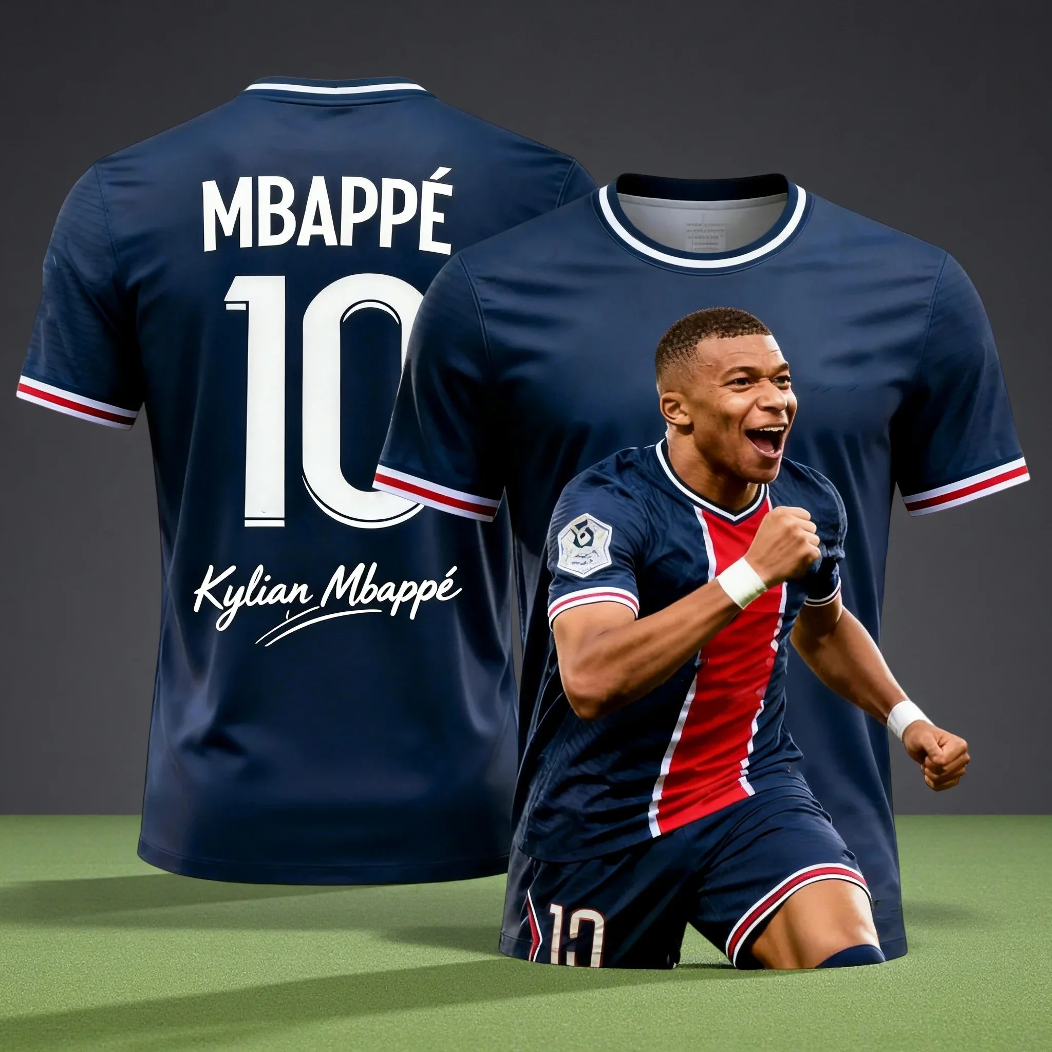 2026 Summer Mbappé's Summer 3D Print Family Sportswear Football Jersey T-shirt Is Loose/Comfortable Suitable for Outdoor Wear