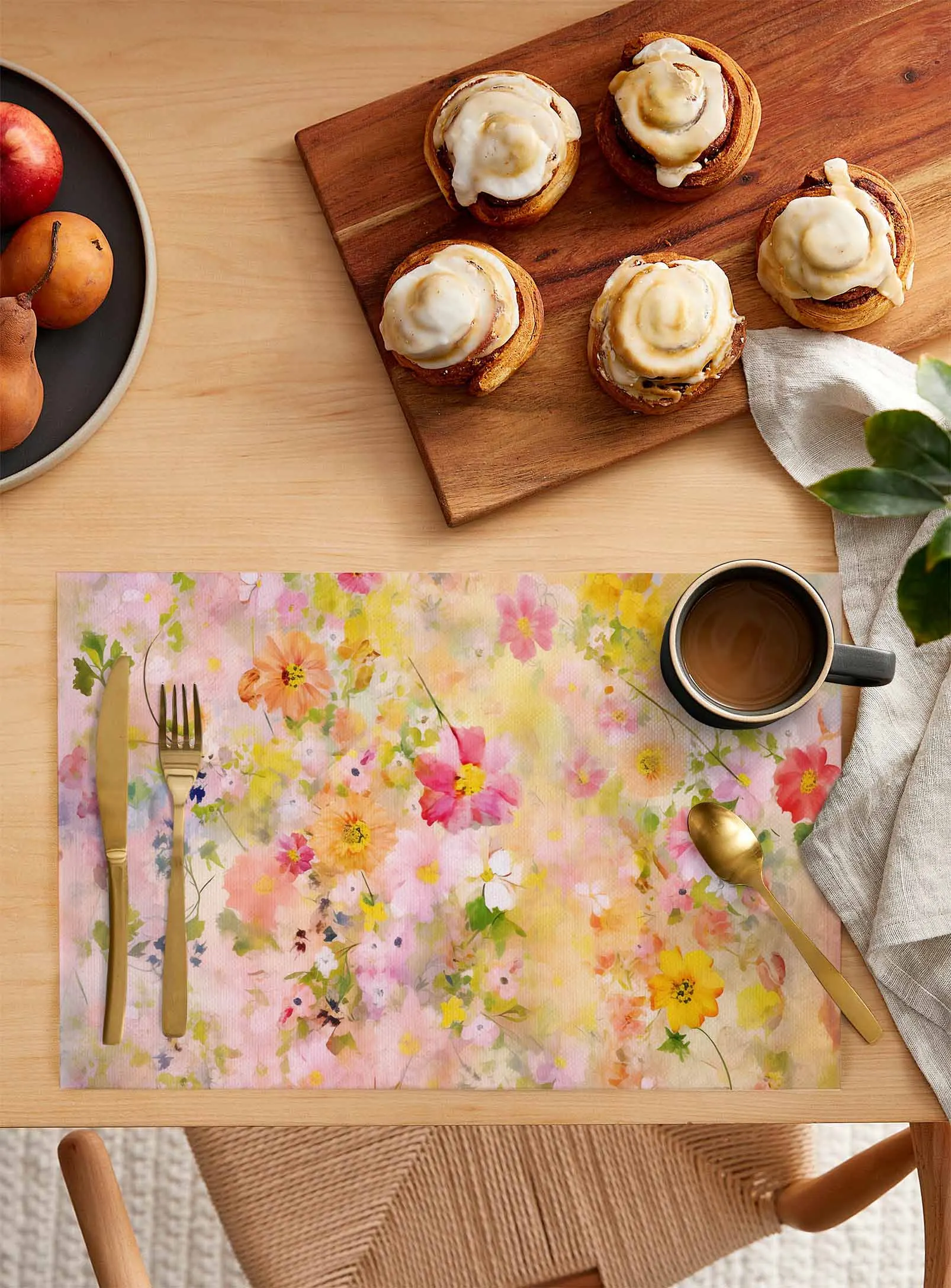 Spring Flowers Oil Painting Abstract Placemat Wedding Party Dining Decor Linen Table Mat Kitchen Accessories Table Napkin