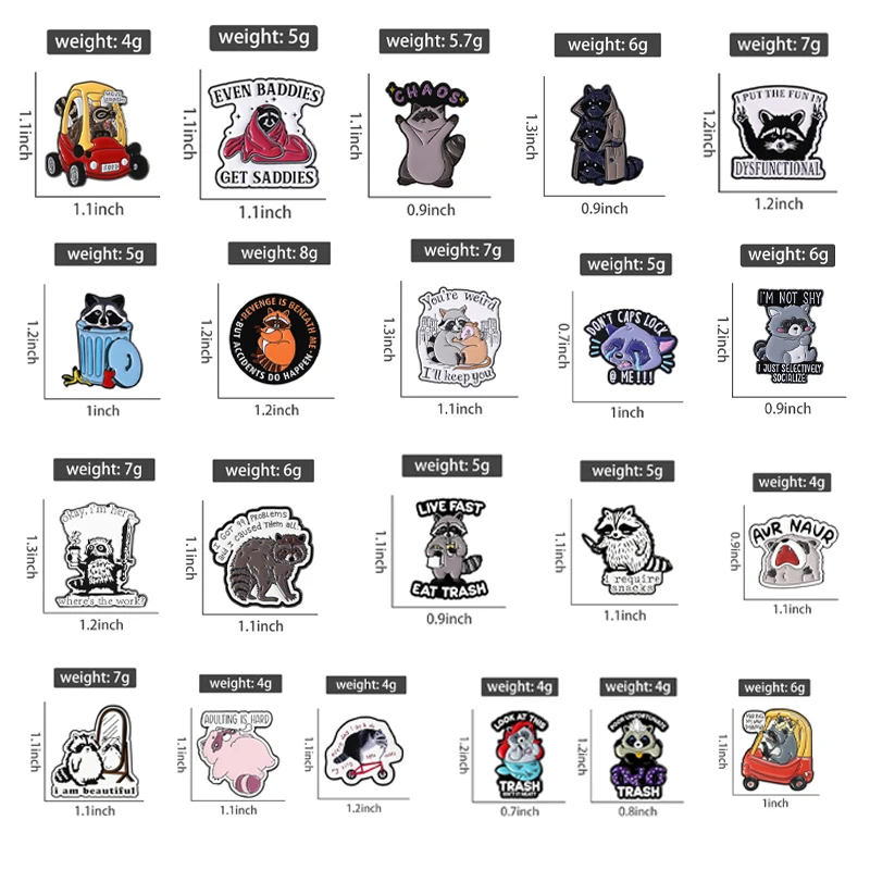Cute Raccoon Expression Pin Funny Raccoon Brooch with Humorous Slogan Accessory for Daily Wear Relatable Gift