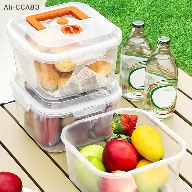 

Plastic Food Storage Container With Portable Thick Seal Lid Refrigerator Storage Box Microwave Safe