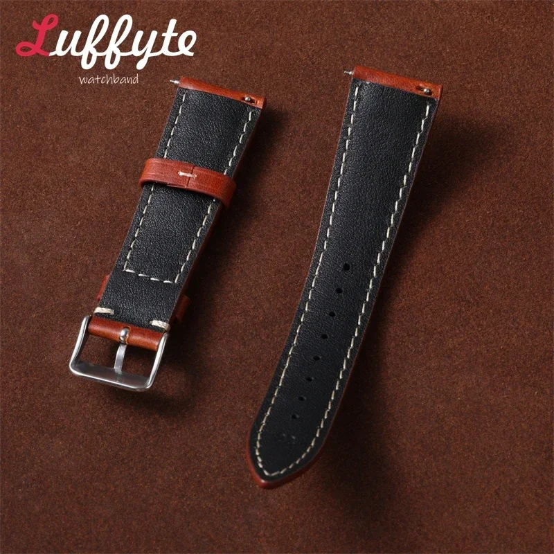 النفط الشمع تلون جلد طبيعي حزام ساعة اليد 18 مللي متر 19 مللي متر 20 مللي متر 21 مللي متر 22 مللي متر الإفراج السريع العالمي استبدال حزام الساعات