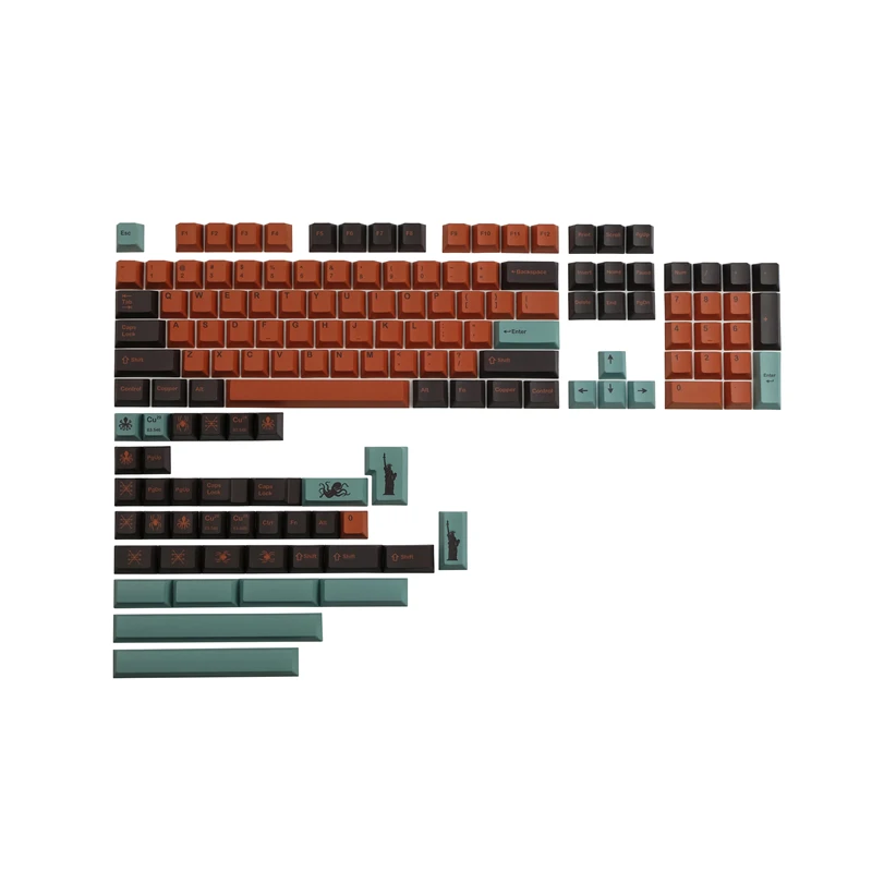 

Колпачки для клавиш PBT GMK, медные колпачки для клавиш с сублимационной краской, вишневый профиль, 142 клавиши для клавиатуры Cherry MX 2,25u 2,75u