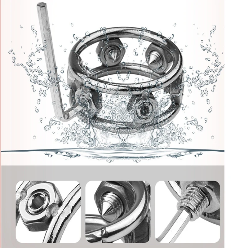 Adjustable Spike Penis Rings Male Chastity Cage Adults Sexy Toys For Men Masturbators Cocking Stimulate Scrotum Cock Enlargement