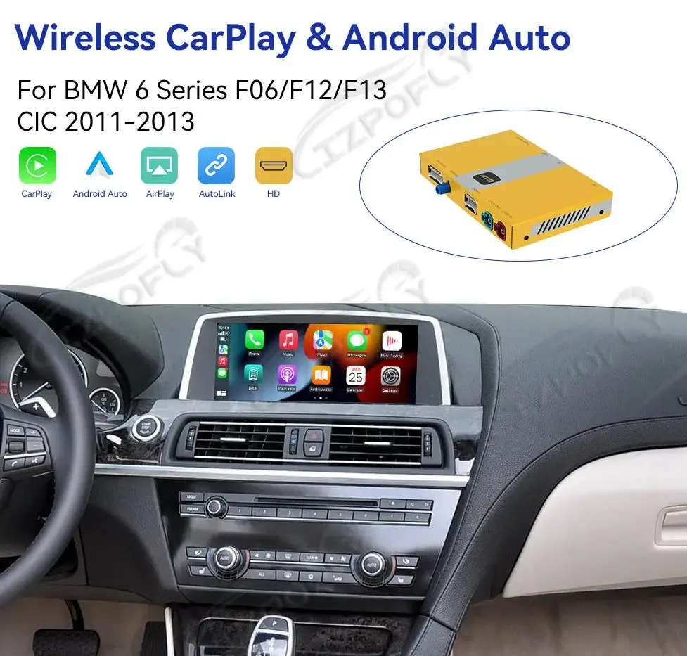 Carplay Box For BMW 6 Series F06/F12/F13 CIC 2011-2013 Android 15 Auto Stereo Radio GPS Navigation Multimedia Player Head Unit