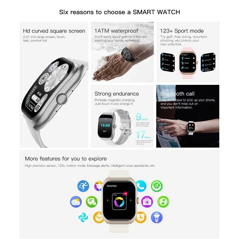New Curved Screen Smart Watch Voice Assistant Connect Phone Bluetooth Call DIY Watches Faces Smartwatch Calories Sports Bracelet