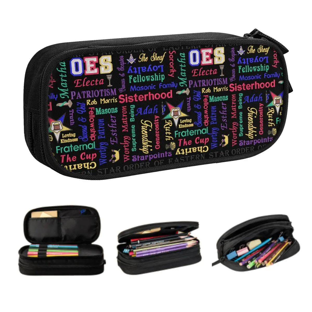 Custom OES Emblem Order Of The Eastern Star Kawaii Pencil Case Girls Boys Large Capacity Pencil Bag Students Stationery