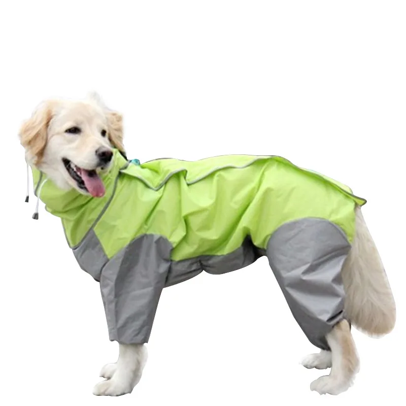 Pet raincoat Medium large dog Golden Retriever Satsuma Alaska waterproof four-legged raincoat Hooded raincoat for dogs