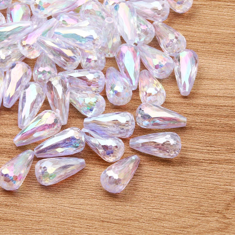 50pcs/lot 10x19mm Transparent ABS Water Drop Beads Faceted Acrylic Loose Spacer Beads For Jewelry Making Diy Bracelet Necklace