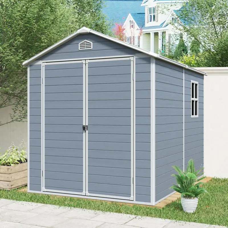 

8x6 ft Outdoor Resin Storage Shed Kit - Ideal for Storing Patio Furniture, Garden Tools, and More, Grey