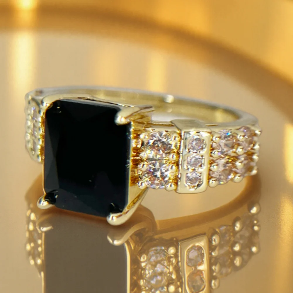 1 Pc Minimalist Blue Black Square Ring Bride Engagement Wedding Anniversary Girl Student Cute Ring Fashion Woman High Quality Jewelry Valentine's Day Christmas Gifts Everyday Casual Jewelry The Best Gift for Her Christmas Present