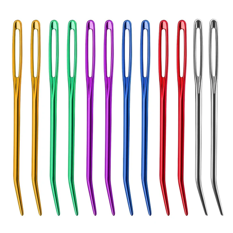 5/10/20Pcs Bent Tip Yarn Needles Large Eye Darning Tapestry Pin Blunt Aluminum Alloy Pin For Crochet Knitting Amigurumi Craft