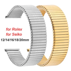 18mm 20mm Stainless Steel Elastic Watchband for Seiko Metal Stretch Expansion Wristband for Rolex 12 14 16mm Universal Bracelet