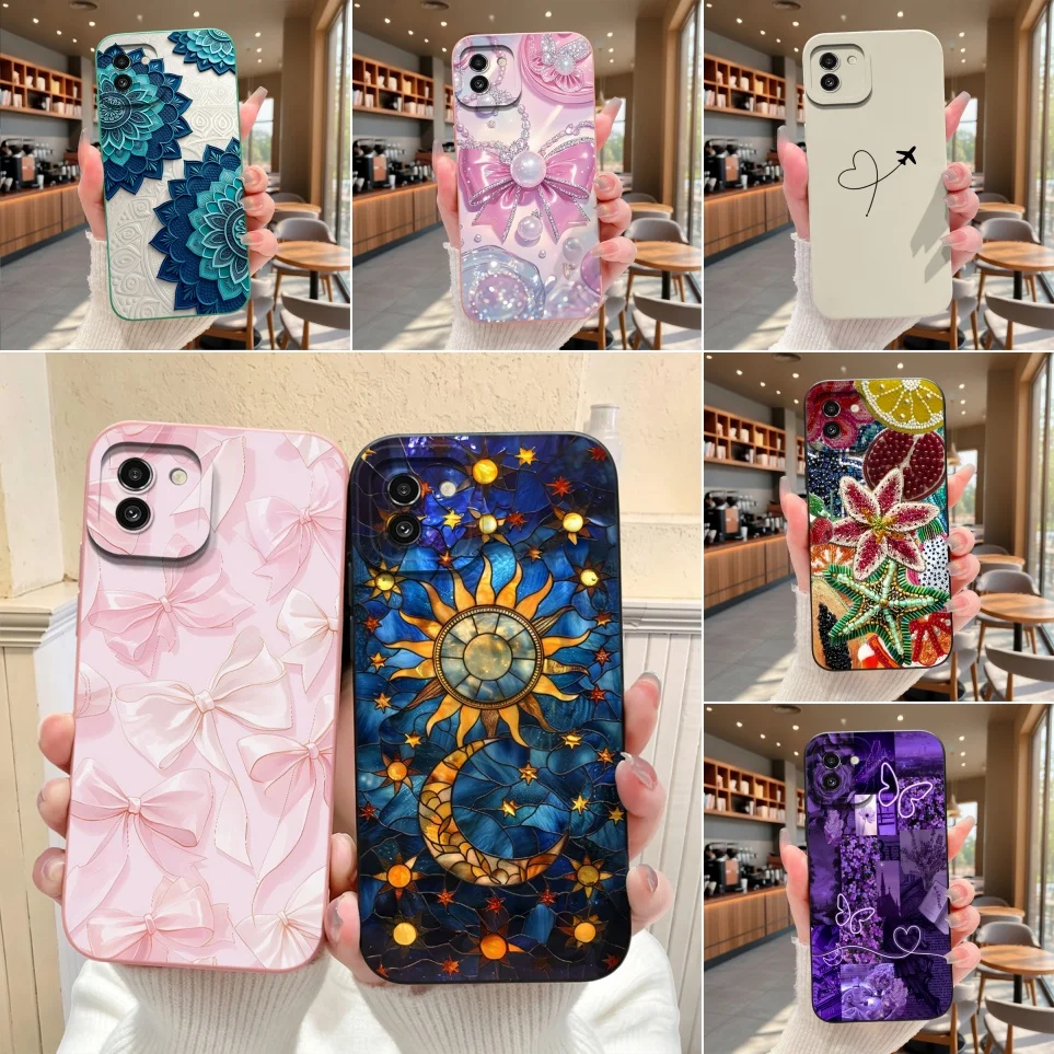 Hermosa Funda de teléfono Sun Moon para Samsung Galaxy A03 CORE A03, Funda protectora para A03s A04 A02, Funda A04e M02 M02s