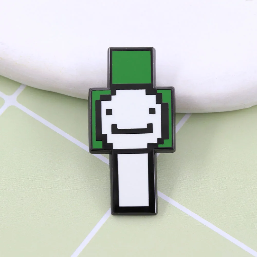 Cute Pixel Smiling Character Streamer Dream Enamel Pin Adventure Game Brooch Backpack Clothes Funny Gaming Jewelry Gift For Fans