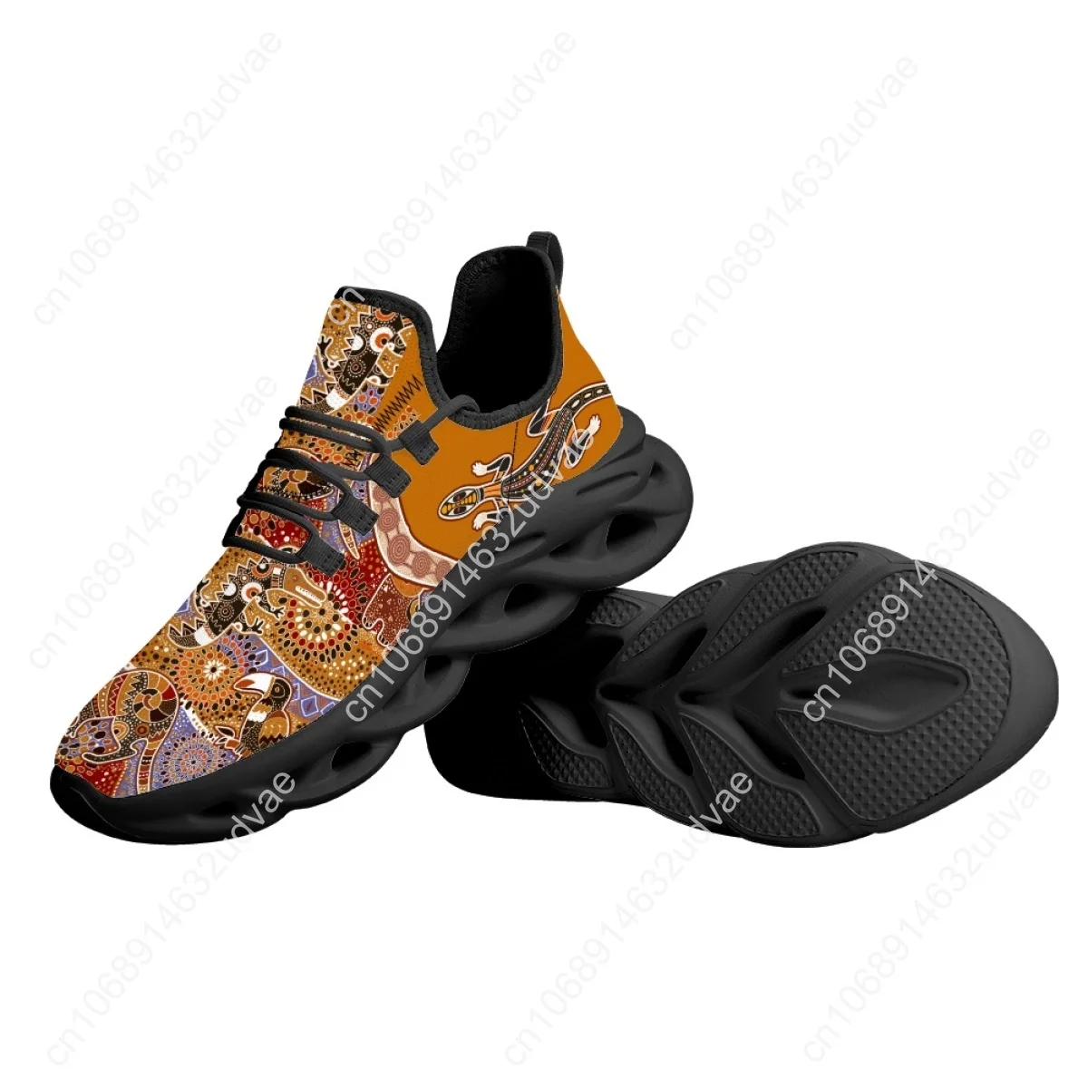 Australia Aboriginal Lizard Indigenous Art Design Sneakers Casual Mesh Swing Shoes Women's Outdoor Lace-up Tennis
