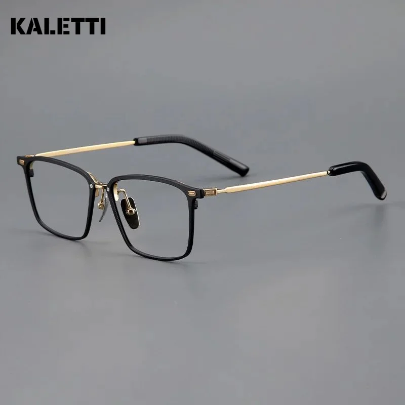 Pure titanium big face square frame men trendy large frame myopia glasses frame business pure titanium glasses frame