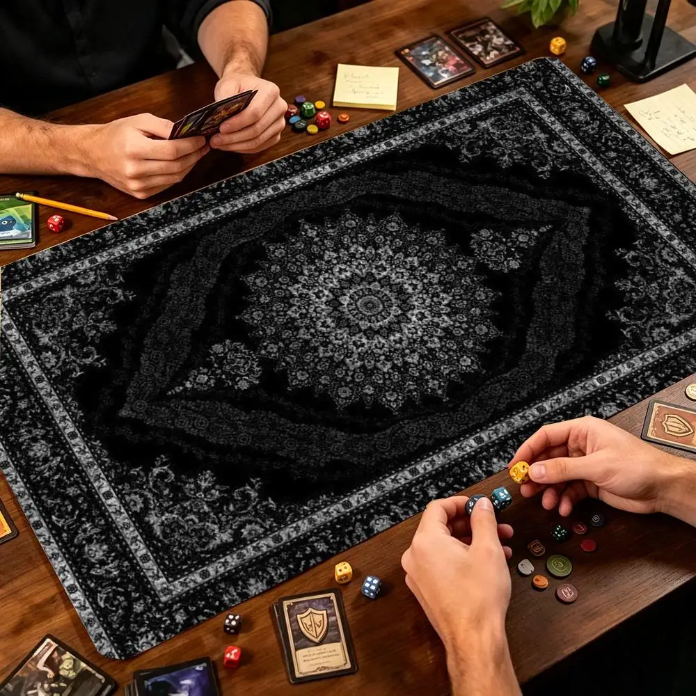 Vintage European Floral Border Playmat Large Gaming MousePad Non-Slip Rubber Base TCG Card Game Desk Mat Mousepad Anti-Slip Base