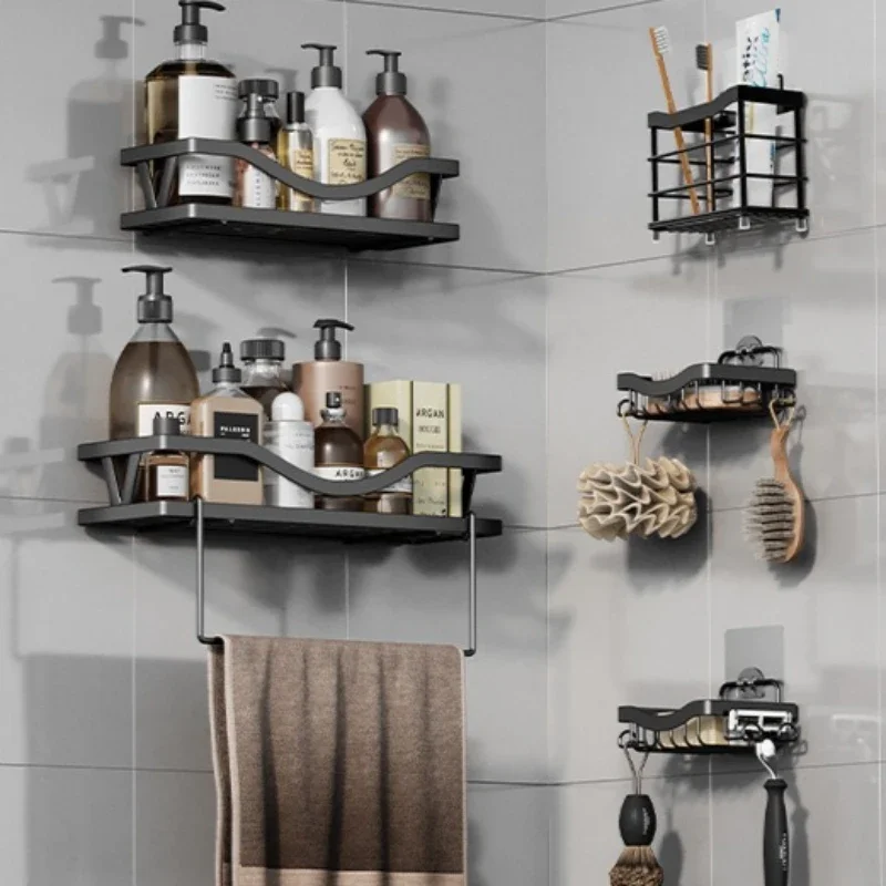 Multi-functional Bathroom Toilet Shelf No Punching Toilet Wall Storage Rack Shower Room Wall Shelf