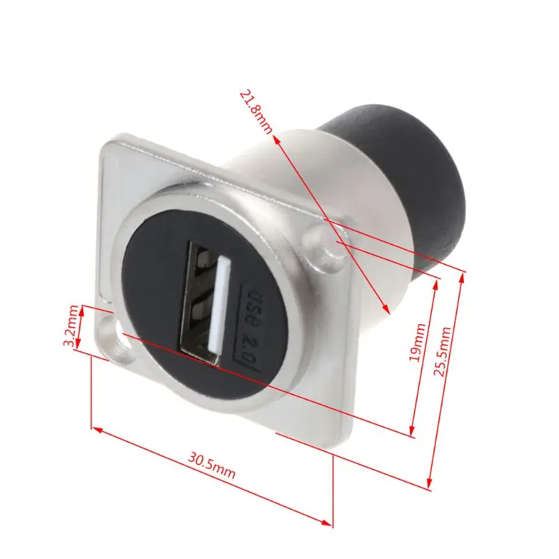 Prise modulaire USB2.0 Type D, adaptateur USB femelle argenté, connecteur électronique P8DC